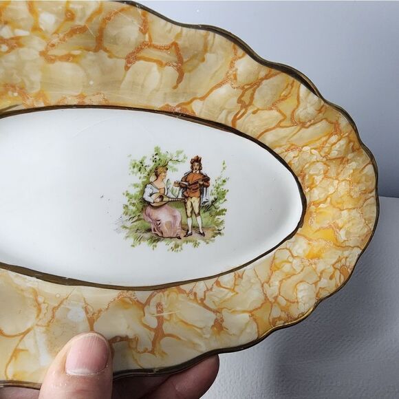 VINTAGE Favolina Made In Poland PLATE OR VANITY TRAY GOLD RIM HAND PAINTED - Picture 4 of 7